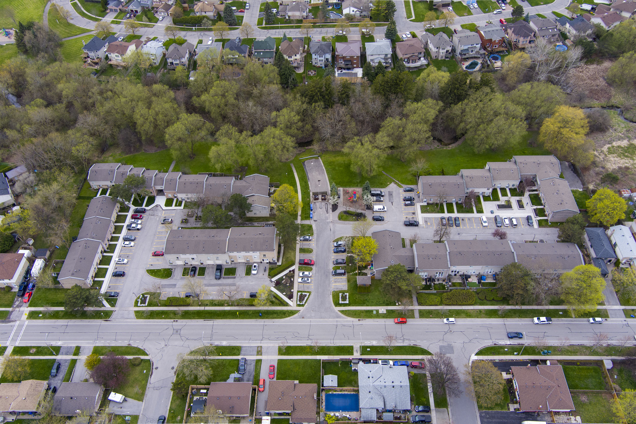 Aerial view of Creekside Townhomes